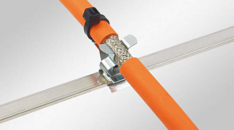 EMV Schirmklammern für 10 × 3 mm Sammelschiene, rastbar