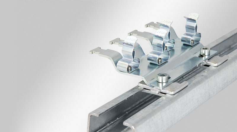 EMC屏蔽夾排組，用于30 mm C型DIN導(dǎo)軌