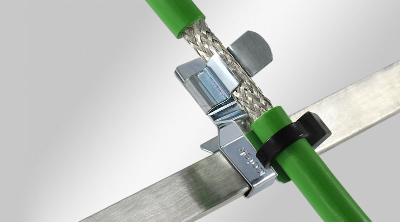 EMC屏蔽夾, 用于10 × 3 mm匯流排，帶卡扣式安裝結構